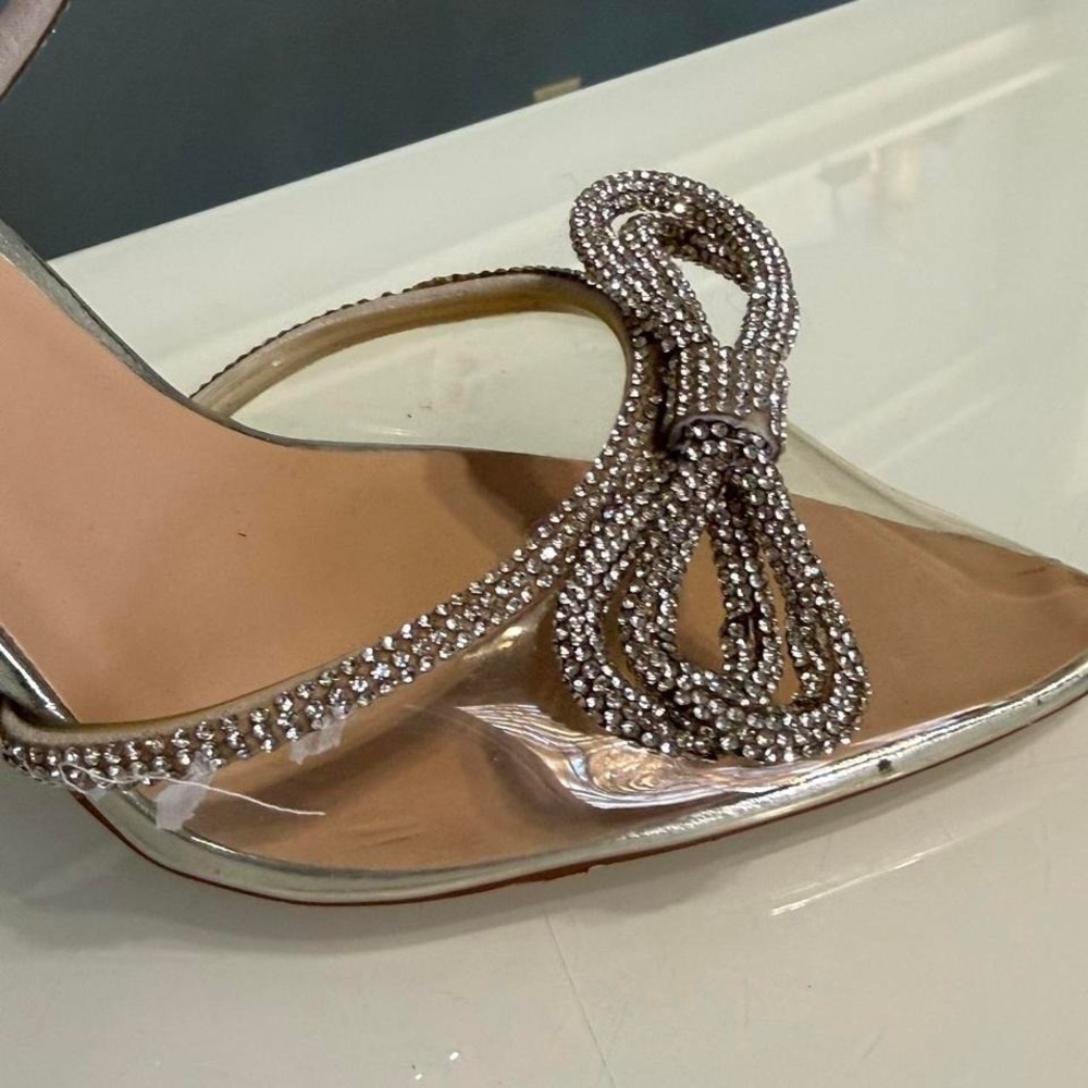 Silver embellished heels with a touch of glamour #glamourheels